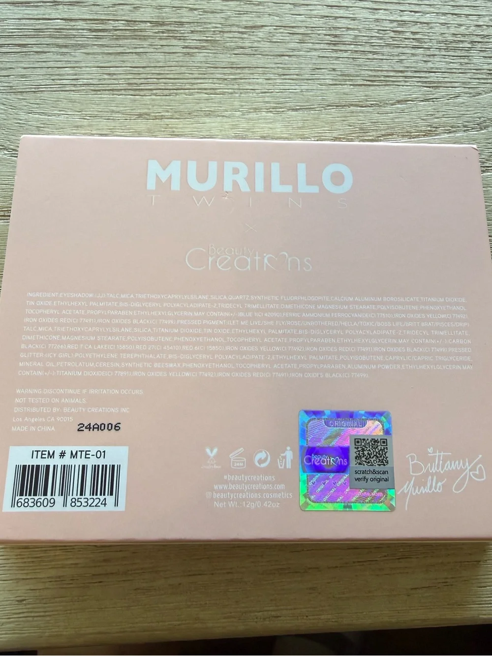 NIB Beauty Creations Murillo Twins Brittany’s Eyeshadow Palette